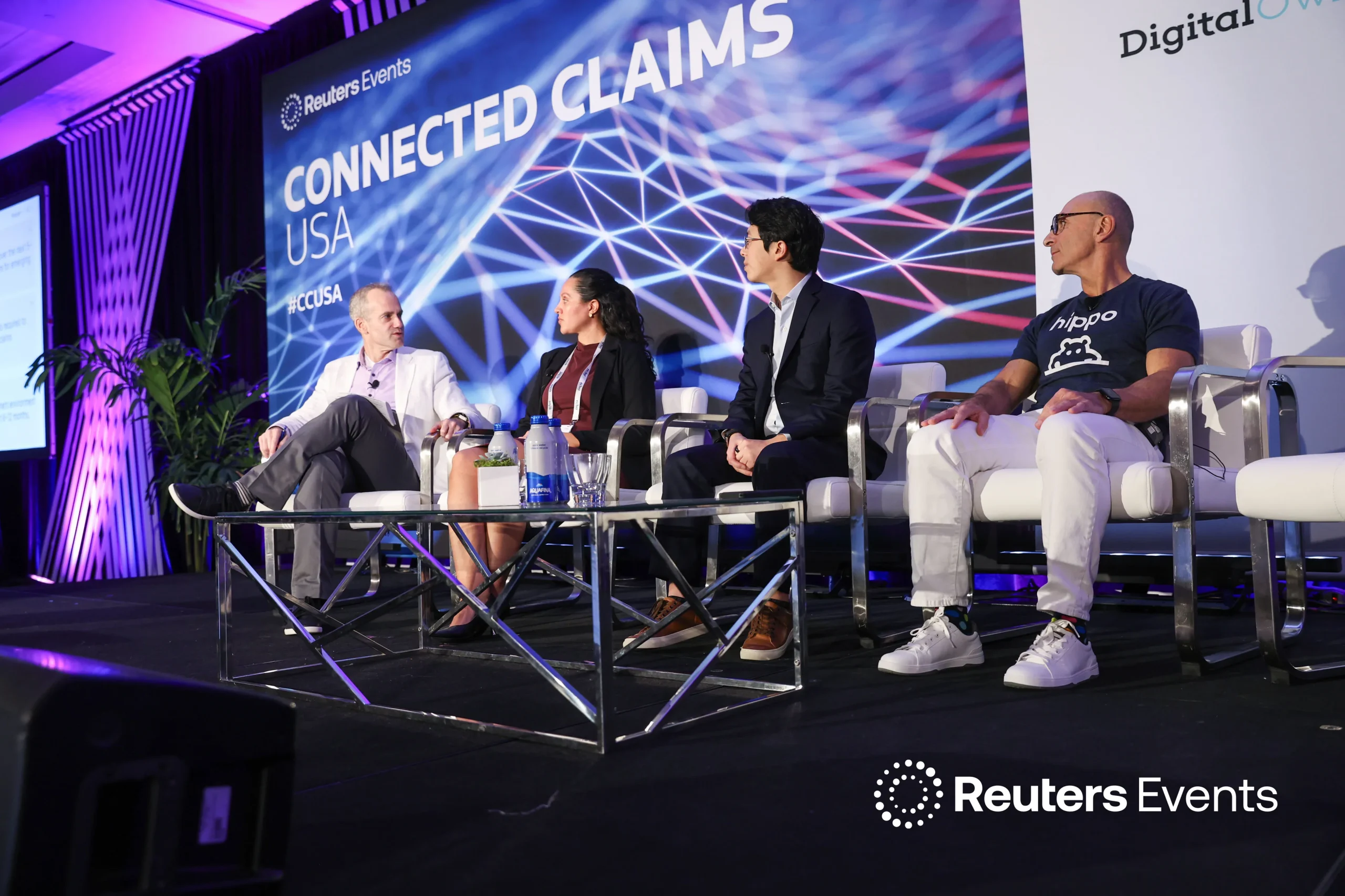 Four insurance leaders seated on a Reuters Events Connected Claims panel