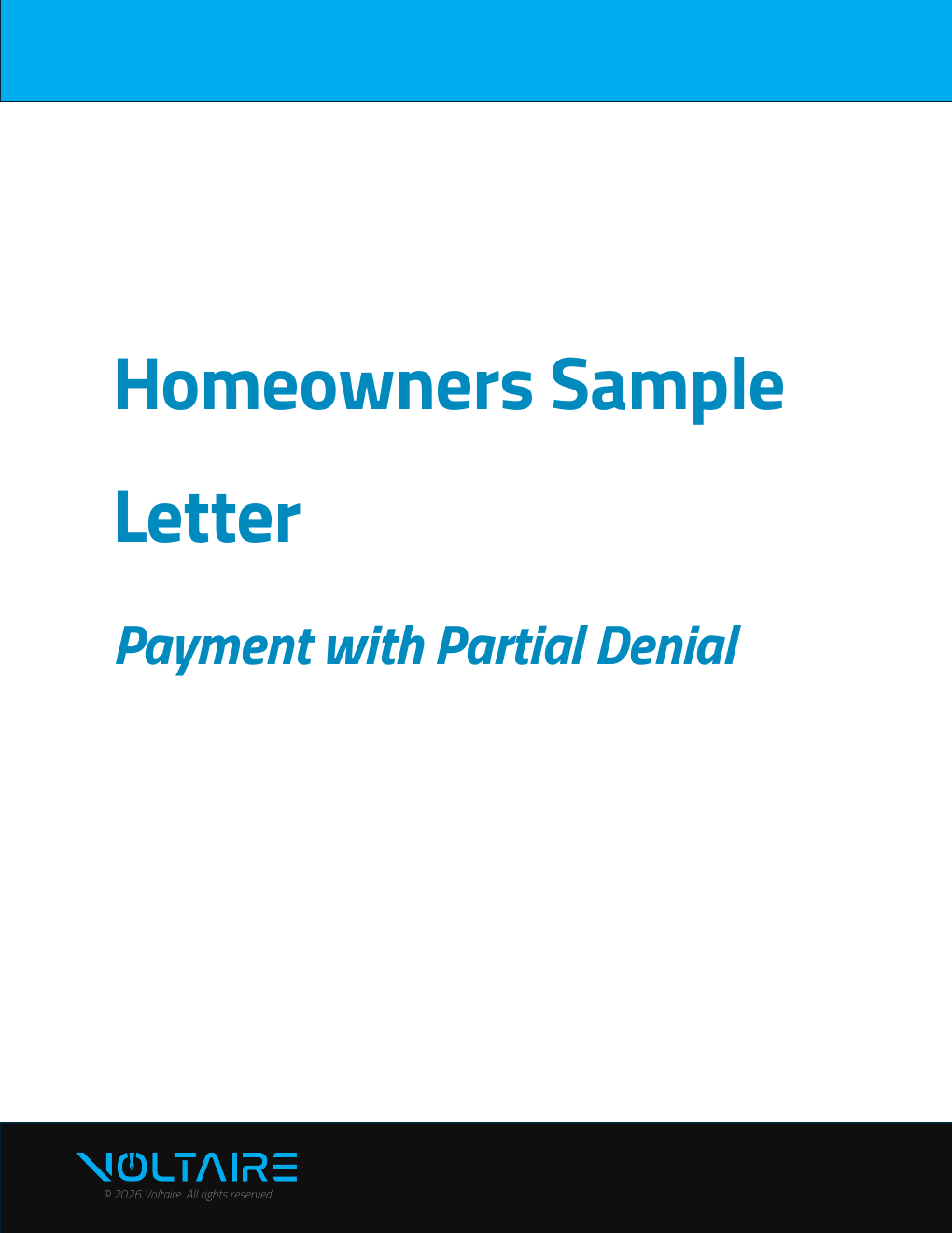 Cover of the Voltaire homeowners payment with partial denial sample letter